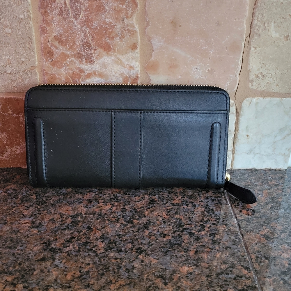 COACH Vintage Full Size Black Wallet Gold Trim - Picture 2 of 4